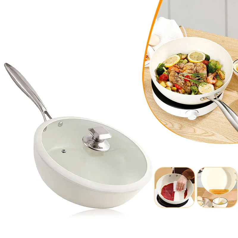 

Cobblestone Non-stick Wok Pan Deep Frying Pan with Lid Home Steak Skillet Pancake Fried Induction Cooker Gas Stove Saucepan