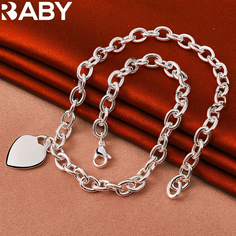 

URBABY 925 Sterling Silver Heart Chain Necklace For Women Men Fashion Wedding Engagement Party Charms Jewelry Couple Gift