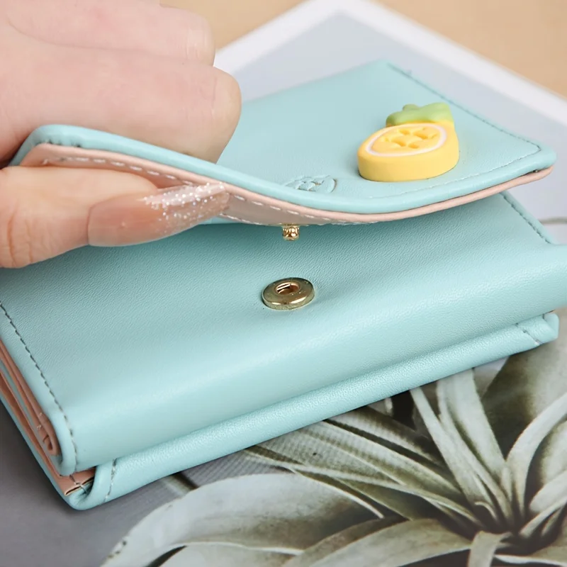 น่ารักพับผู้หญิงกระเป๋าสตางค์สั้นการ์ตูนมินิคลิป Creative Zero Wallet