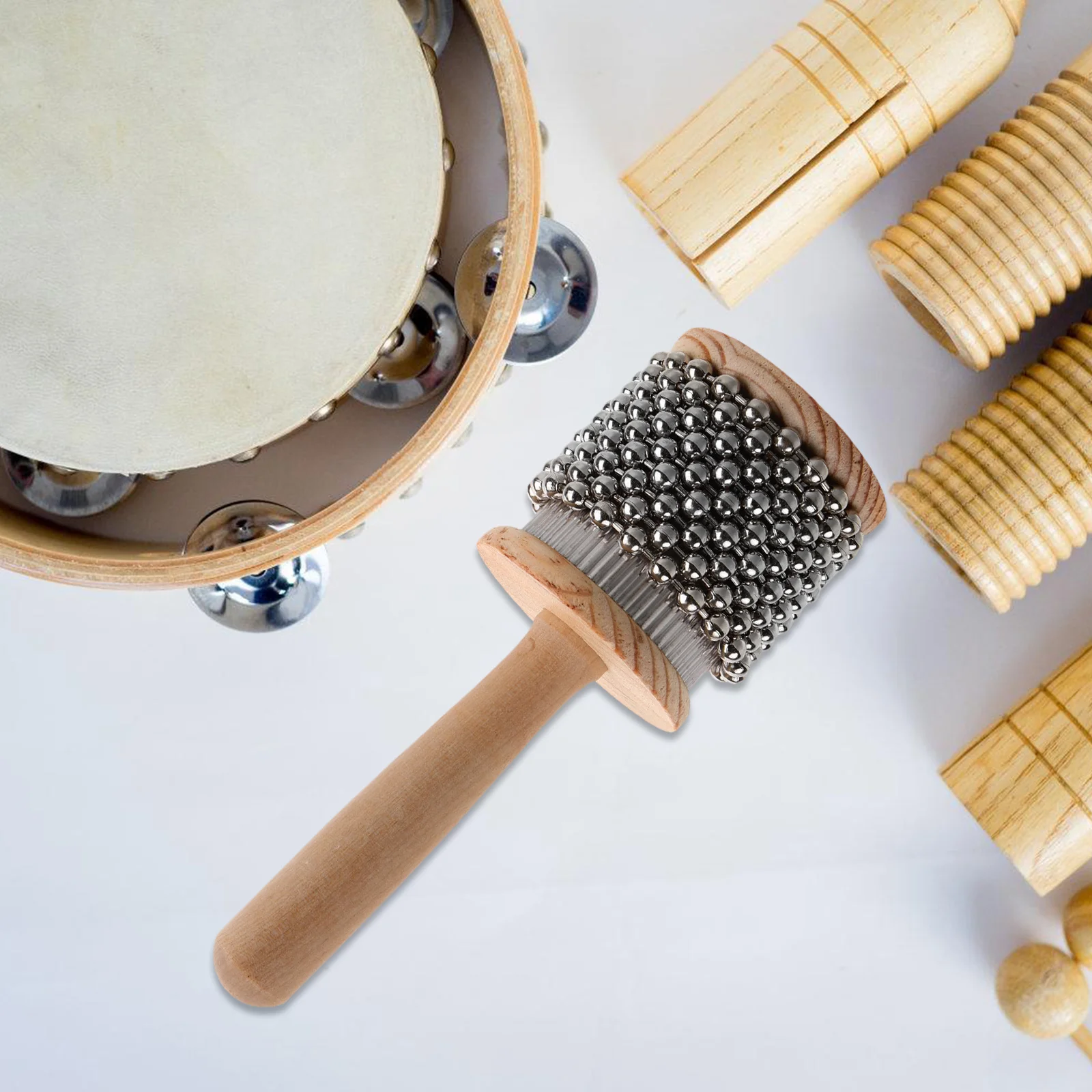 

Percussion Instrument Beige Cabasa 6cm Stainless Cognitive Toy Steel Portable Kids Musical Plaything Cognitive Toy