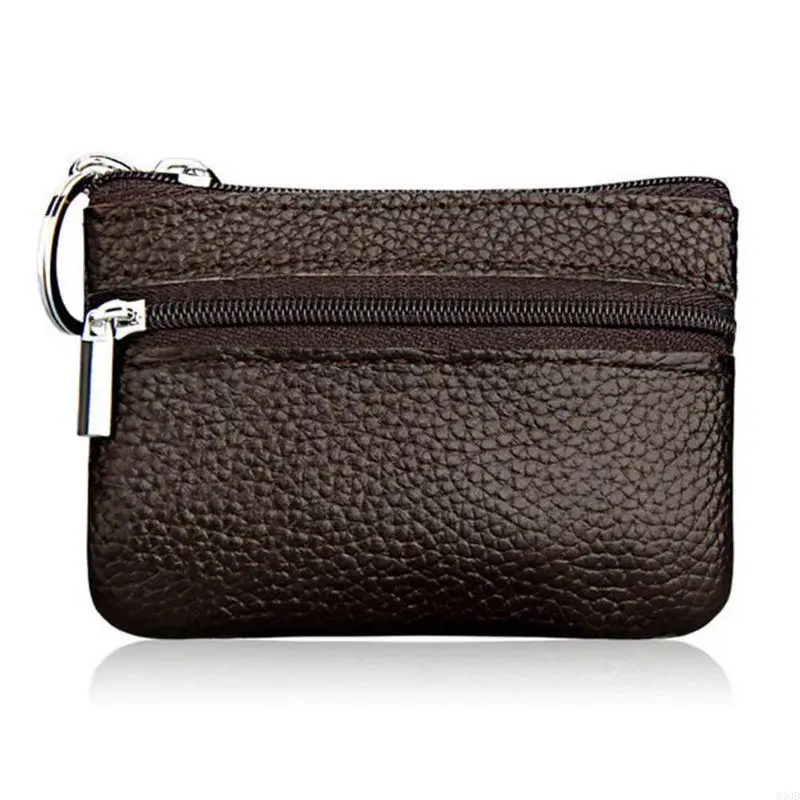 

340D Single Zipper Purse Genuine Leather Female Male Birthday Gift Supplies Small Change Bag for Outdoor Traveling Camping