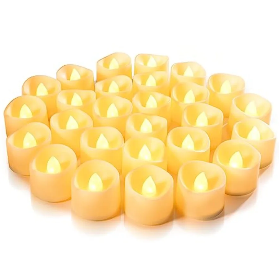 24-Pack Flameless LED Tea Lights Candles Battery Operated, 200+Hour Fake Electric Candles TeaLights for Votive, Aniversary, Wed