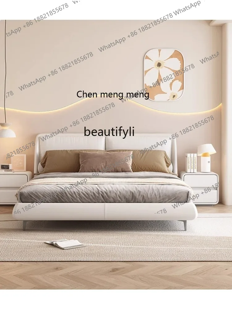 Cream Style Solid Wood Bedside Cabinet Simple Modern Light Luxury Leather Installation-Free Bedroom Complete Floor Side Cabinet