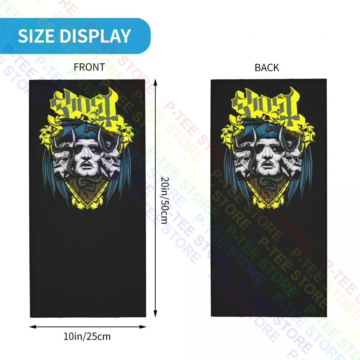 Ghost Heavy Metal Rock Band Concert Tour Papa Gothic Logo Neck Gaiter Bandana Scarf Face Mask Soft