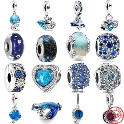 2024 New 925 Sterling Silver Blue Series Sparkling Zircon Charms Beads Fit Original Pendant Bracelet DIY Fashion Woman Jewelry