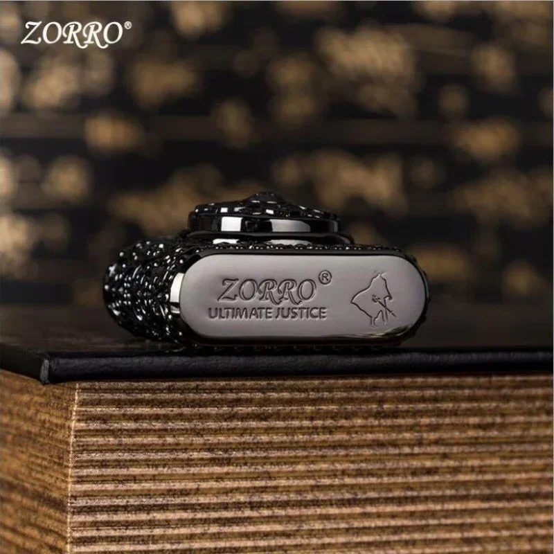 Zorro Windproof Kerosene Lighter Good Luck Zodiac Chinese Style Gasoline Lighter Rotating Toy Lighter Men\'s Business Gift