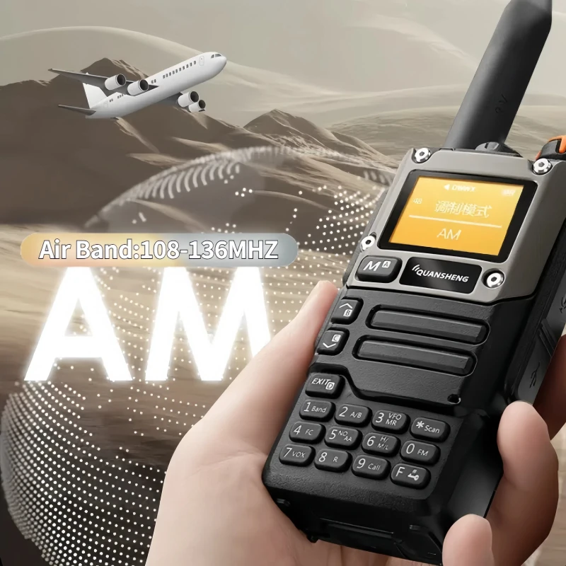 Quansheng-UV-K6 Walkie Talkie, 5W Rádio Banda Air, TYPE-C Carga, UHF, VHF, DTMF FM, freqüência sem fio, rádio CB em dois sentidos, Scrambler, NOAA