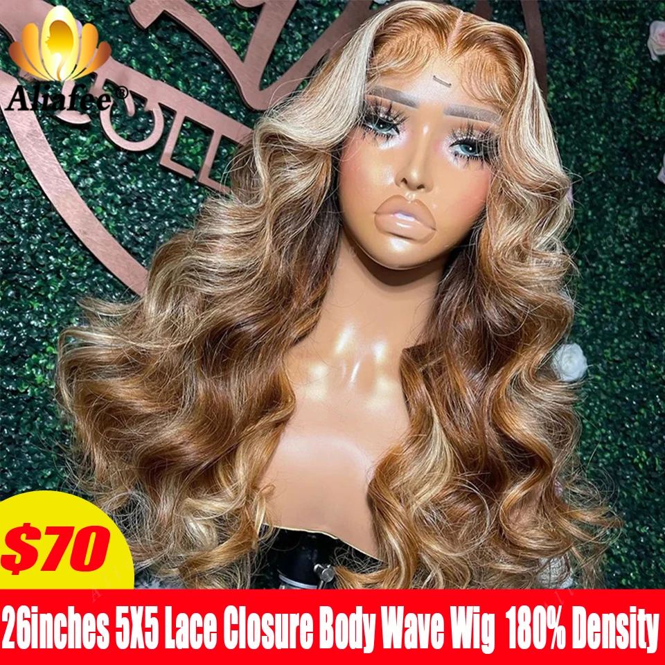 

Discounted Items Highlight Body Wave Wig Human Hair Lowest Price 4x4 5x5 Lace Closure Wig for Women 180% Full Density Wig