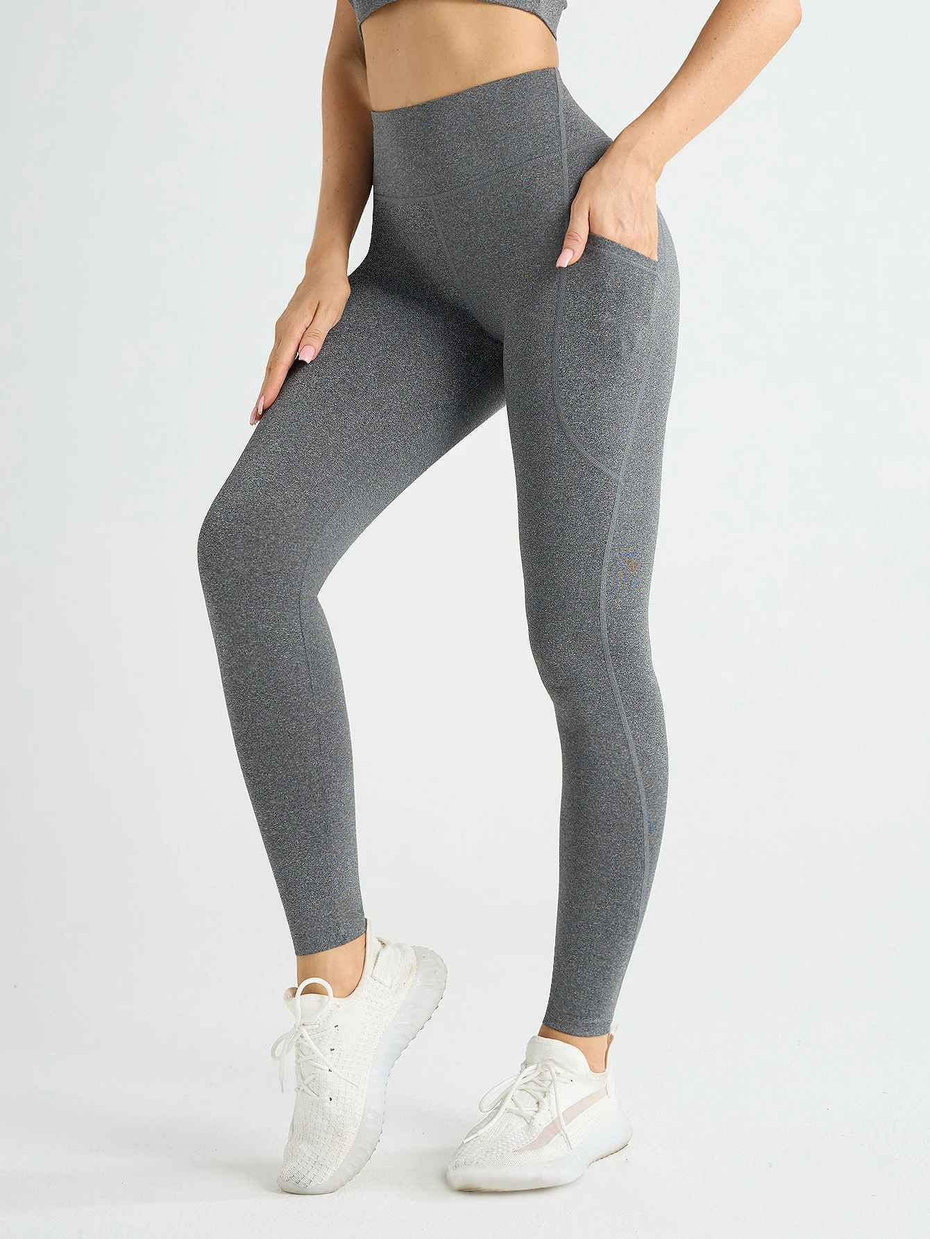 Solid Color Side Pockets Leggings For Women High Waist Sportswear Cycle Yoga Pants Push Up Fitness Leggings image 6