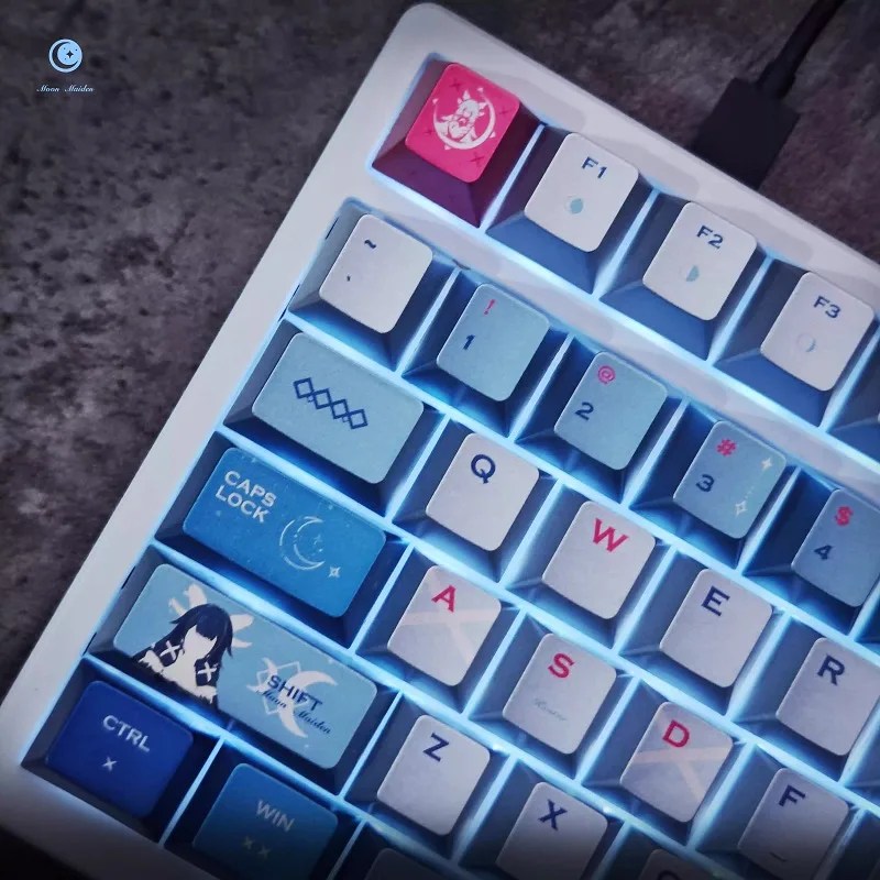 Moon Maiden Style Theme Keycaps Set Customized PBT Sublimation Cherry Profile Keyboard Cap for Mechanical Keyboard Accessories