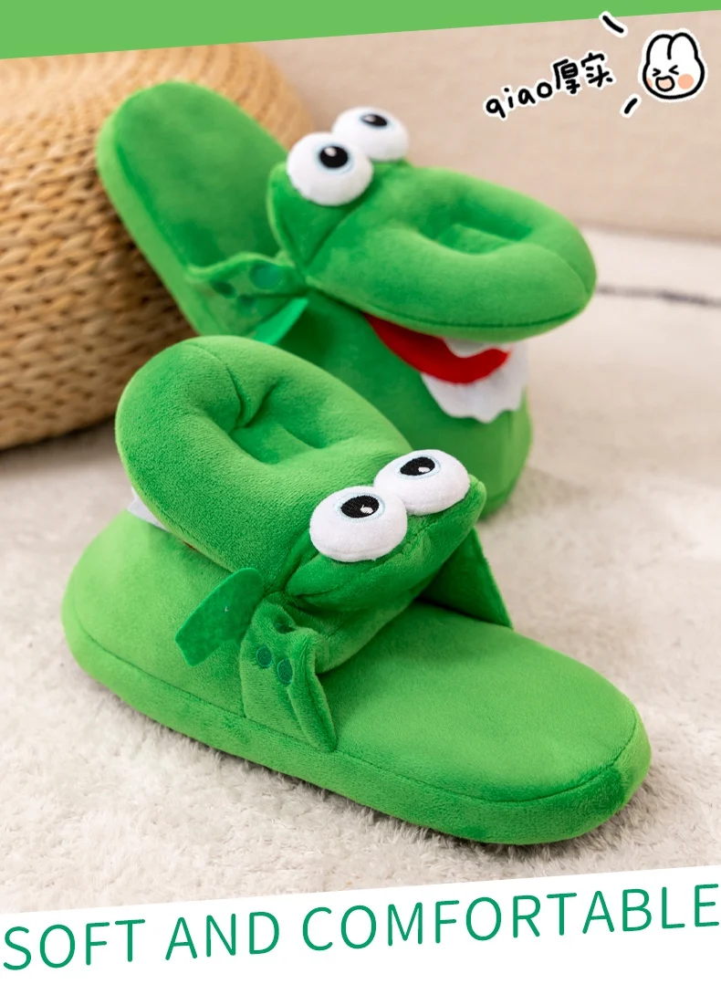 Family fun green Open mouth crocodile home father and son 2024 new fashion comfortable non-slip slippers