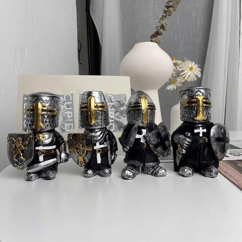 

2026 Newest Premium Dwarf Knight Guard Medieval European Vintage Mini Statue Figurine Soldier Desktop Ornament Collectible Gifts