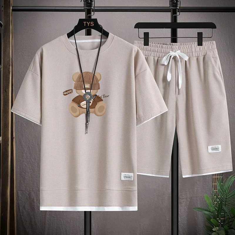 

Loose Casual ort Sve Boys Set Five-Quarter Pants Polyester Fabric Summer Sportswear T-irt And orts Youth Polyester F...