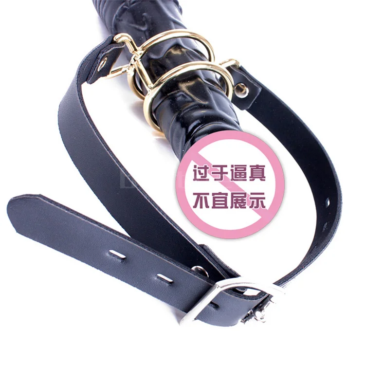 Leather Belt Metal Double Round O-Ring Mouth Gag Open Mouth Ring Bite Oral Fixation Slave Cosplay Sexy Toys for Women Men Adult