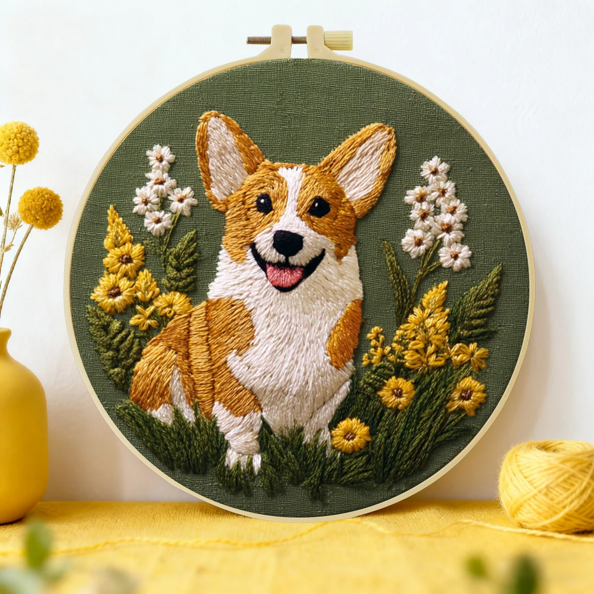 1 Stück 20X20CM/15X15CM 7,87/6,3 Zoll Hund Stickerei Starter-Kit DIY-Kit DIY-Stickerei-Set für Anfänger Nadelkunst – Detail 1