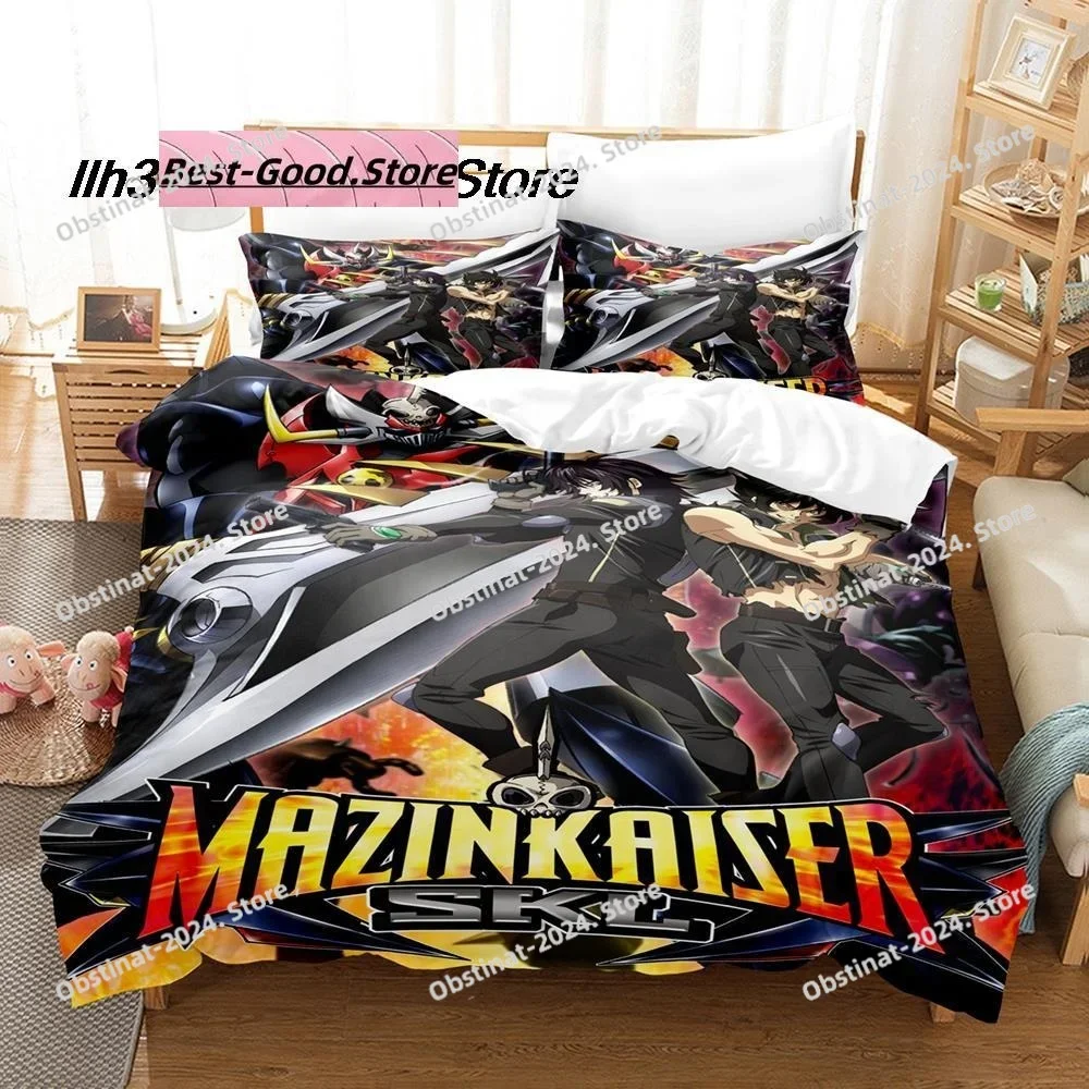 

New Kawaii Mazinger Z Bedding Set Single Twin Full Queen King Size Bed Set Aldult Kid Bedroom Duvetcover Sets 3D Anime Bed Shee