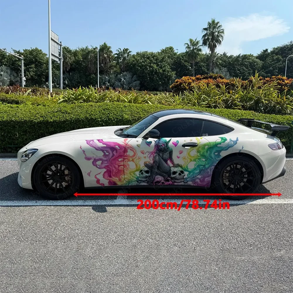 2pcs Dark Elf Roar, Durable, Fade-resistant, Enhance Vehicle Aesthetics With Bold Artistic Design Car Vinyl Wraps