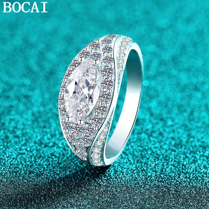 

Кольцо BOCAI NEW S925 из чистого серебра, роскошное, с инкрустацией из муассанита, в форме глаза дьявола, подарок для женщин