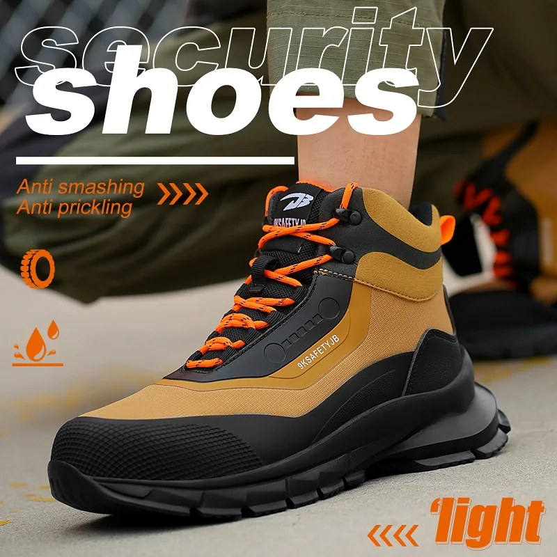 Anti Splash Water Safety Shoes Men Wear Resistant Work Boots Steel Toe Shoes Puncture-Proof Protective Shoes Security Sneakers