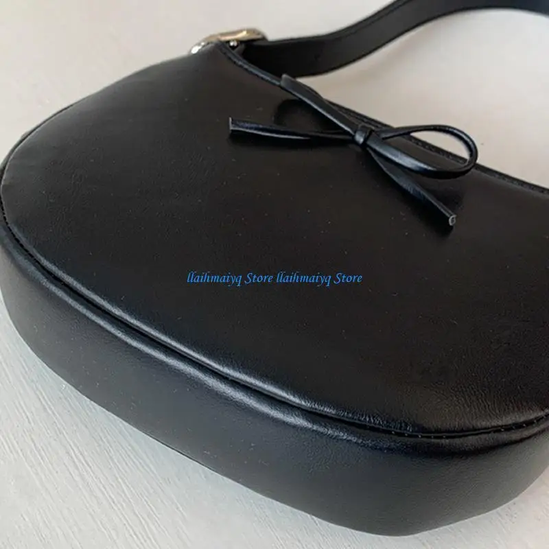 

573B Stylish Underarm Bag with Bows Decors Shoulder Bag PU Leather Handbag for Women