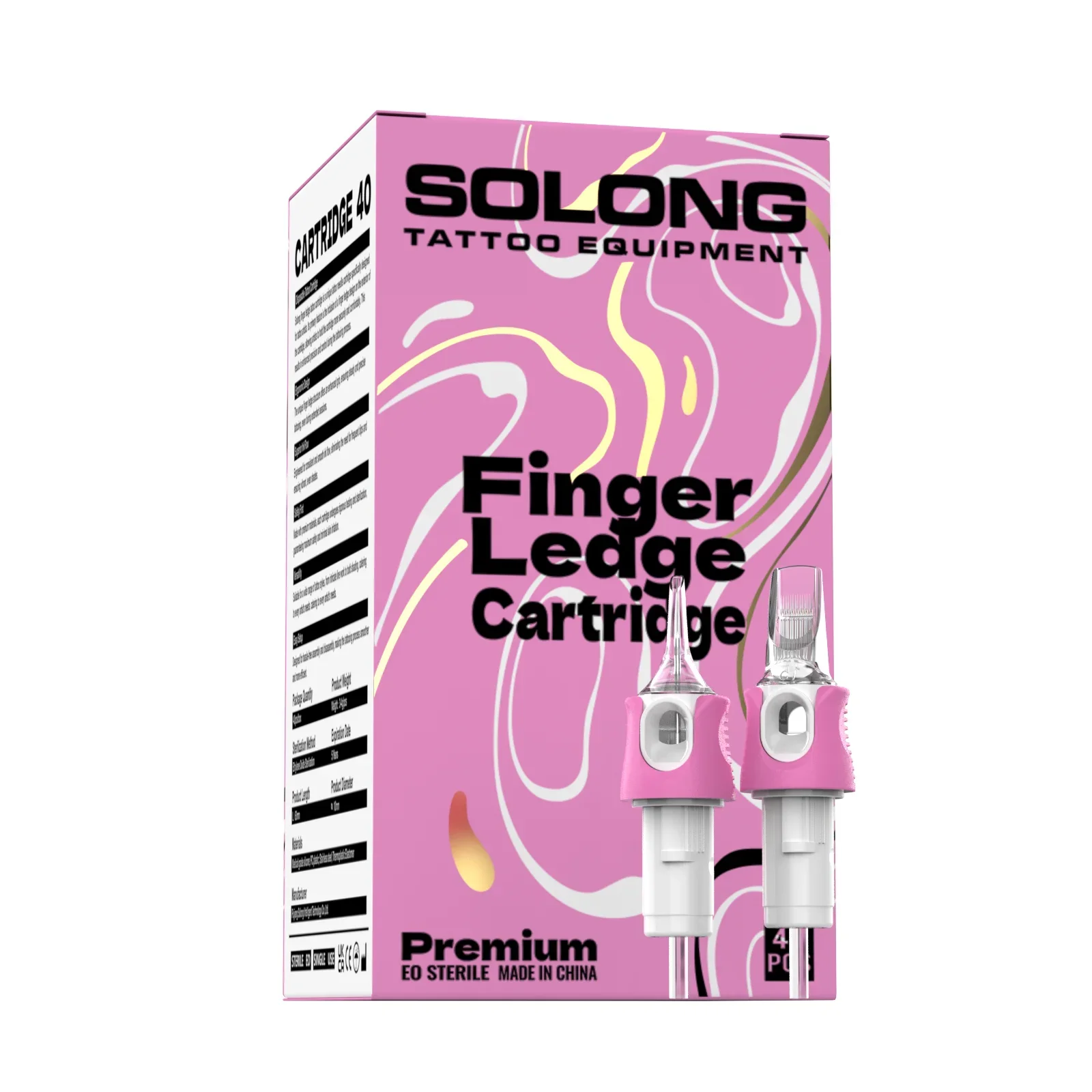 Solong Tattoo 40Pcs Tattoo Cartridge Pink con polsino delle dita aghi sterili monouso RL/RS/RM dimensioni Standard per macchinetta del tatuaggio