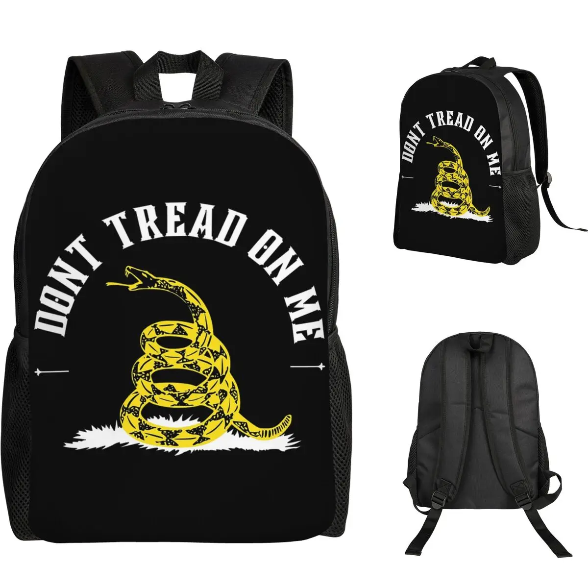 

Don't Tread On Me - Gadsden Flag Student Backpack School Bag Hiking Travel Daypack for Men Women Fashion Bookbag Shoulder Bags