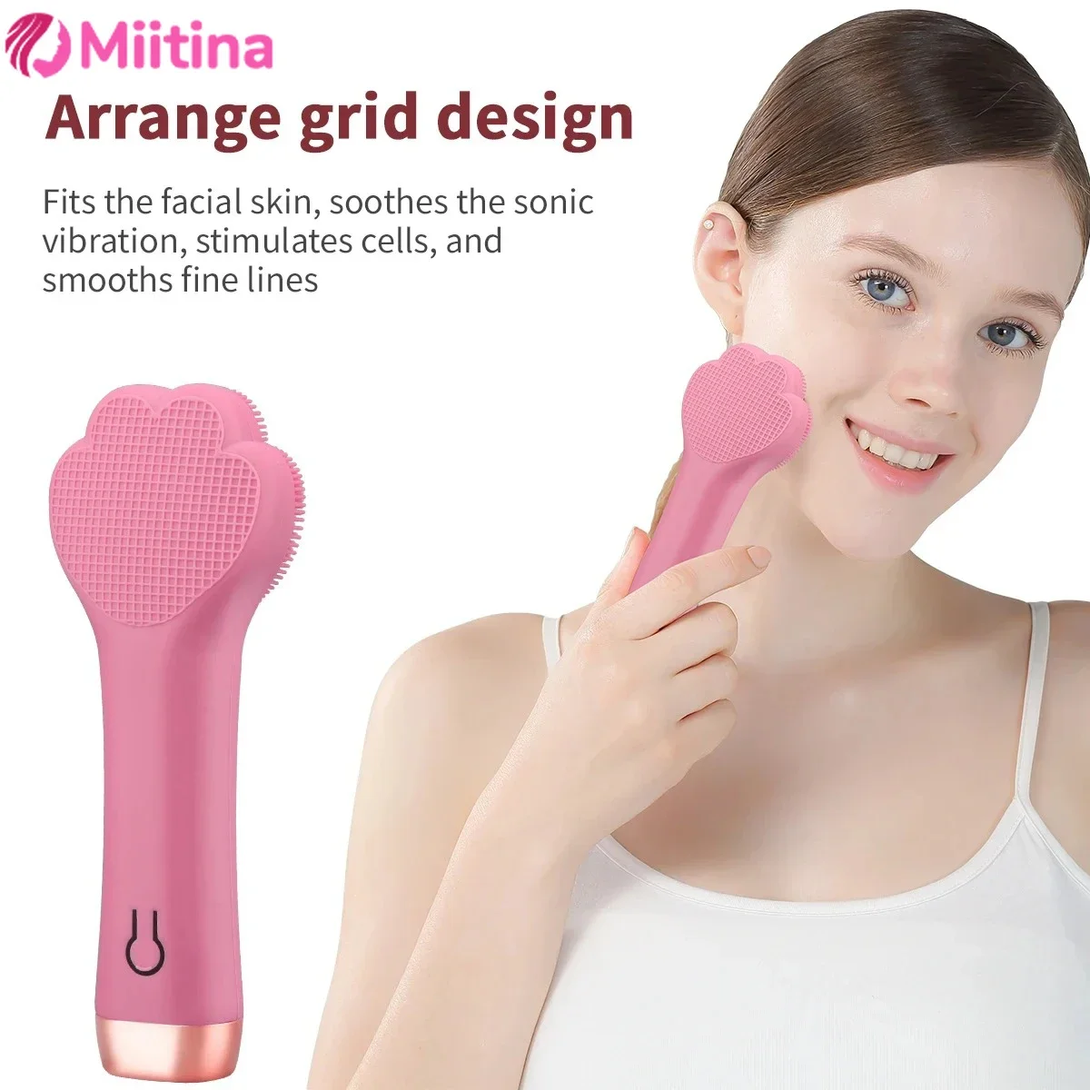 Miitina USB rechargeable blackhead remover, pore cleansing, electric silicone cleansing brush, vibrating sonic massager