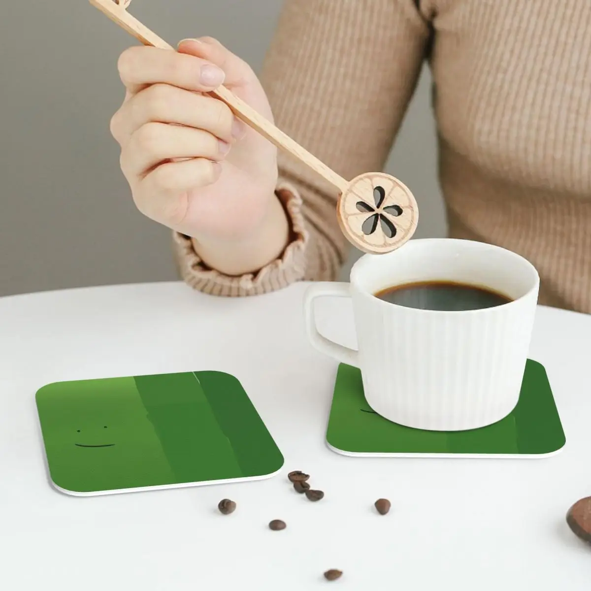 Liam Plecak From HFJone (SMILE) Coasters PVC Leather Placemats Non-slip Coffee Mats for Home Kitchen Dining Pads Set of 6