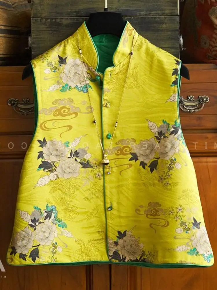 Top da valzer da donna senza maniche per danza della linea 2025 Nuovo costume allentato da jazz moderno Concorso Hanbok Gilet classico con stampa latina