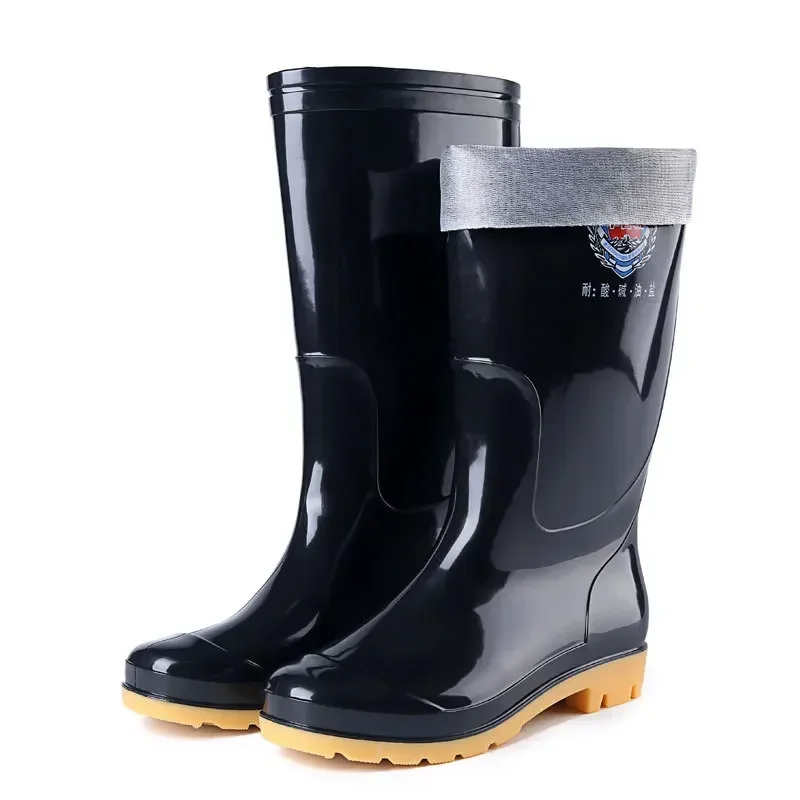 High Drum Rain Boots Three Prevention Long Drum Rain Shoes Men\'s Labor Protection Rubber Shoes Slip-On Rubber Rain Boot PVC