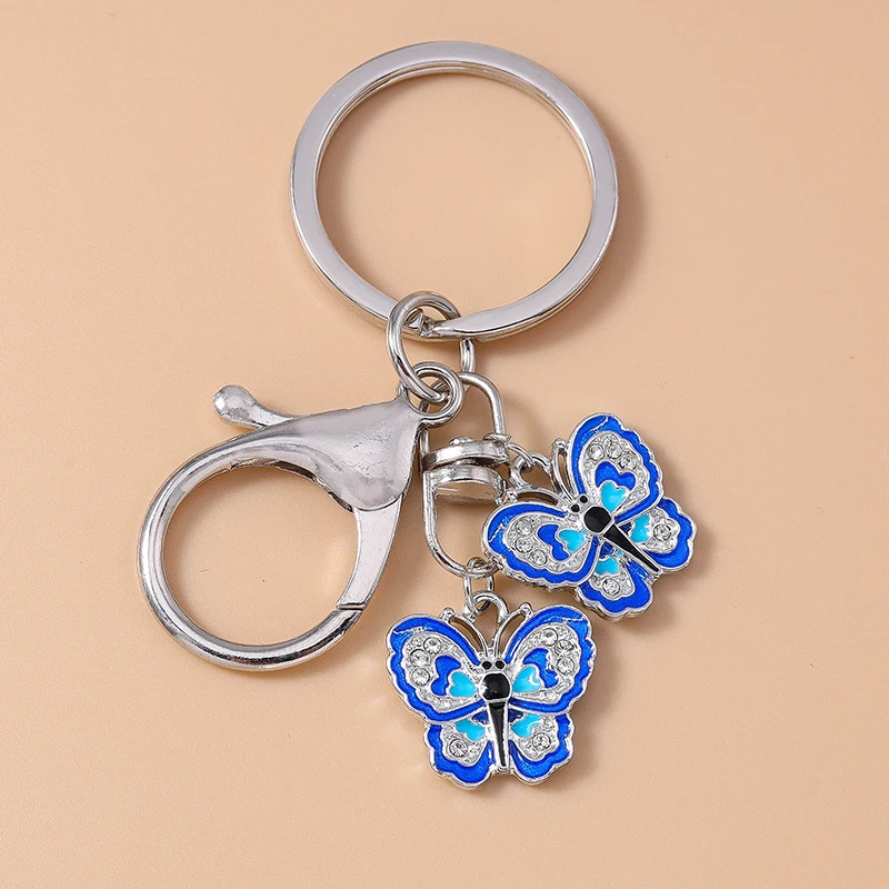 

Cute Butterfly Keychain Enamel Flying Animals Key Ring for Women Girls Handbag Accessories DIY Handmade Jewelry Gifts