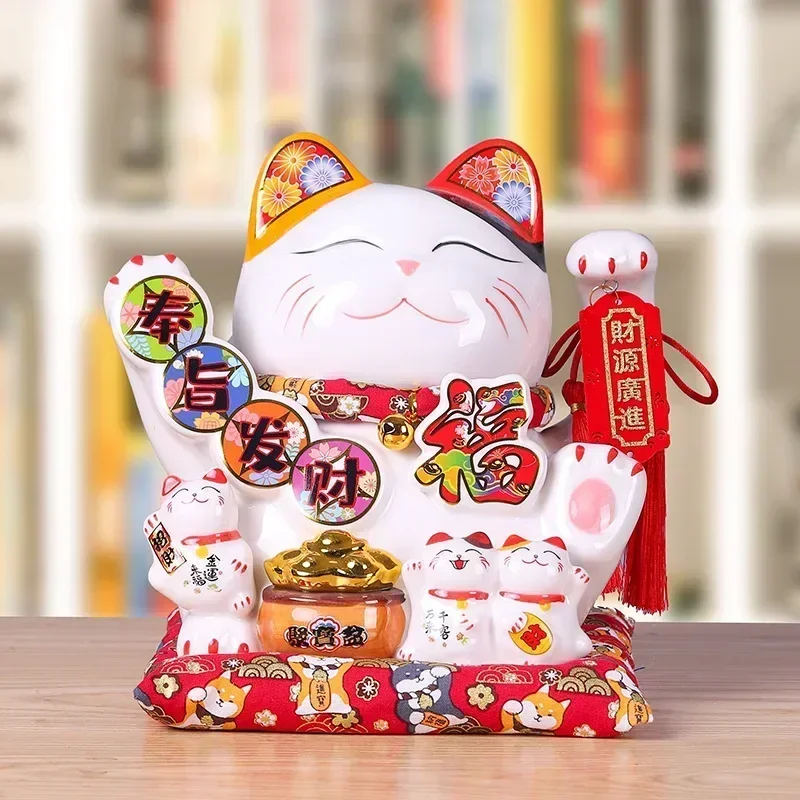 

9 inch lucky cat large ornament piggy bank store opening ornament creative gift home accessories ceramic craft gift