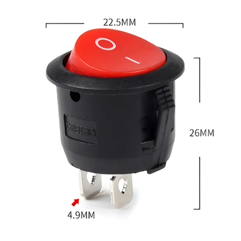 15PCS KCD1 Runde Rocker Schalter Snap-in 2Pin-3Pin 20mm SPST Schwarz/Weiß/Rot Auto boot Marine Power-Taste 6A 250V AC/10A 125V AC – Detail 6