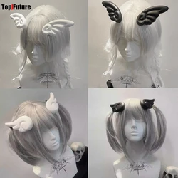 Anime Culture Gothic Harajuku Y2Kgirl Dark gothic punk subculture Angel wing white Lolita edge clip headband hairgrips Hair clip