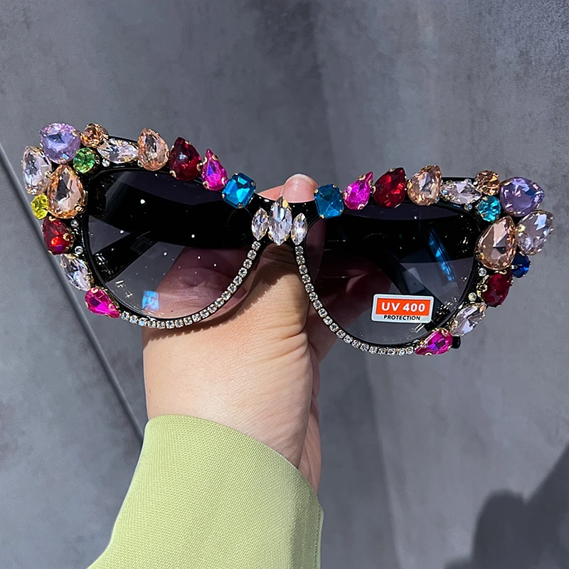 2022 Cat eys okulary kobiety ponadgabarytowych okulary luksusowy kryształ odcienie Retro dla kobiet Vasos Decorativos óculos De Sol