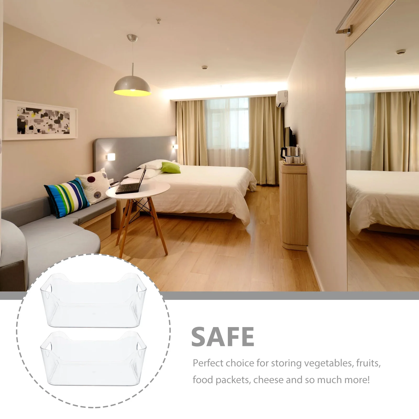 

2Pcs Multi-Use Fridge Storage Box Transparent Organizer Plastic Bin for Keeping Food Fruits Vegetables Fresh in Refrigerator