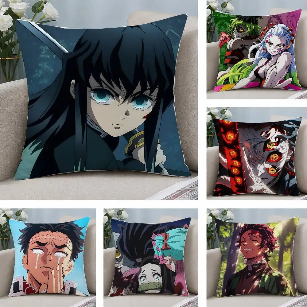 Demon Slayer Tokito Muichiro Anime Plush Pillow Cover Soft Short Plush Cushion Cover For Sofa Bedroom Home Decor Gift Decoration