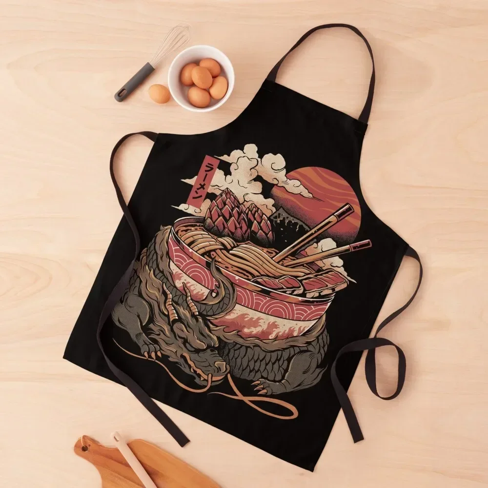 

Dragon's Ramen Apron Customizable Woman men's barbecue Kitchen accessories Apron