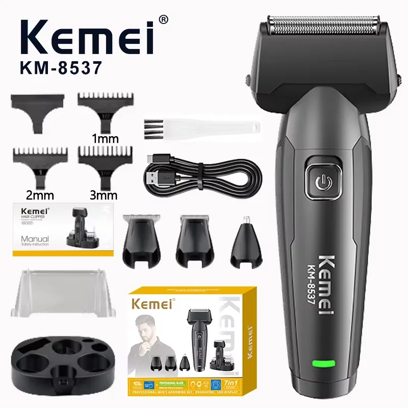 Kemei KM-8537 Four-in-One Men's Care Set Reciprocating Shaver Hair clipper USB Rechargeable electric Shaver