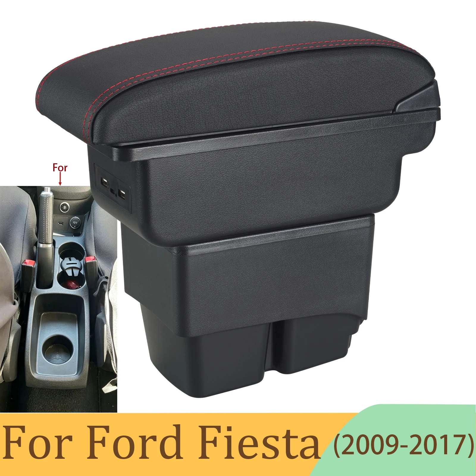 

For Ford Fiesta Armrest box For Ford Fiesta MK7 2009-2017 Car Armrest Storage box Dedicated Retrofit Interior Car Accessories