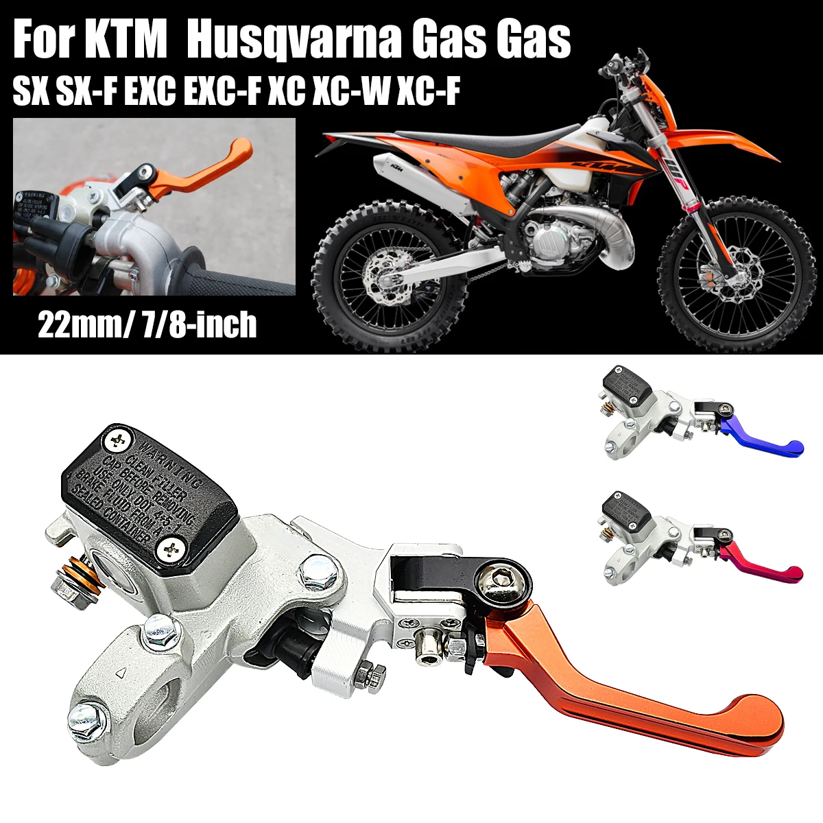 22mm 7/8'' Szary prawy cylinder hamulcowy Pompa sprzęgła Dźwignia hamulca Motocykl do KTM EXC EXCF SX SXF SX-W XC-W XC-F 150 200