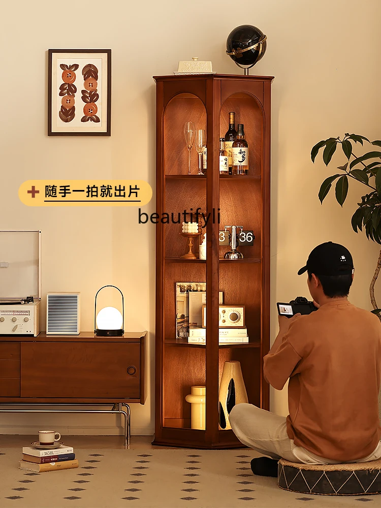 

Solid Wood Corner Cabinet Living Room Corner Cabinet Vintage Storage Cabinet Bedroom Triangle Storage Rack furniture