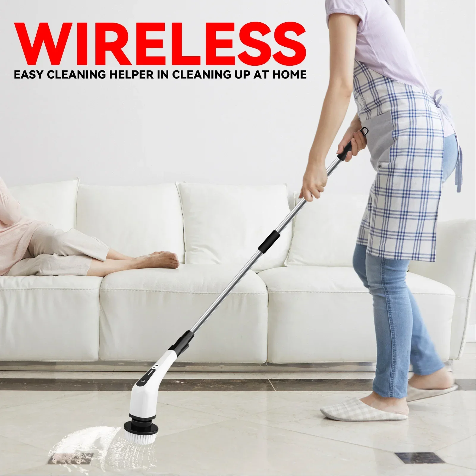 

Electric Scrubber 25W Smart Low Noise Brush Handheld Rechargeable Cordless Scrubber with 1000mAh Battery for Bathroom