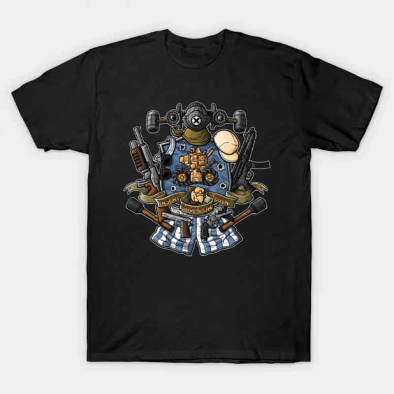 

80s Video game Metal Slug crest #813 Retro Arcade Full Army Shooting War Game gift T shirt for men Large size Tops S-6XL
