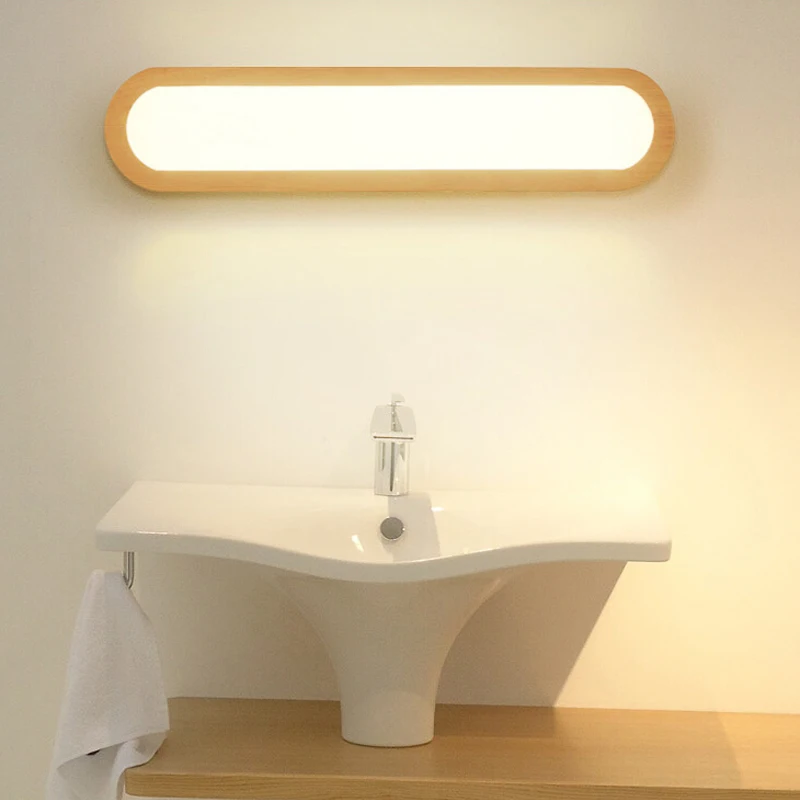 

OUDELADI Home bedroom wood wall lamps AC110-240V Japan study background Wall sconce Bathroom LED mirror light