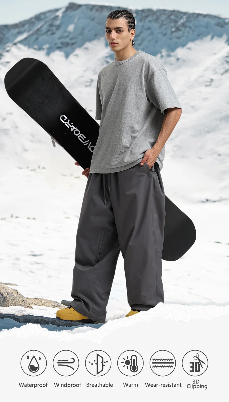 Gsou Snow 2025, Unisex-Cargohose mit lockerer Passform – wasserdichte, winddichte Snowboardhose für Damen und Herren, Winter-Schneeausrüstung – Detail 2