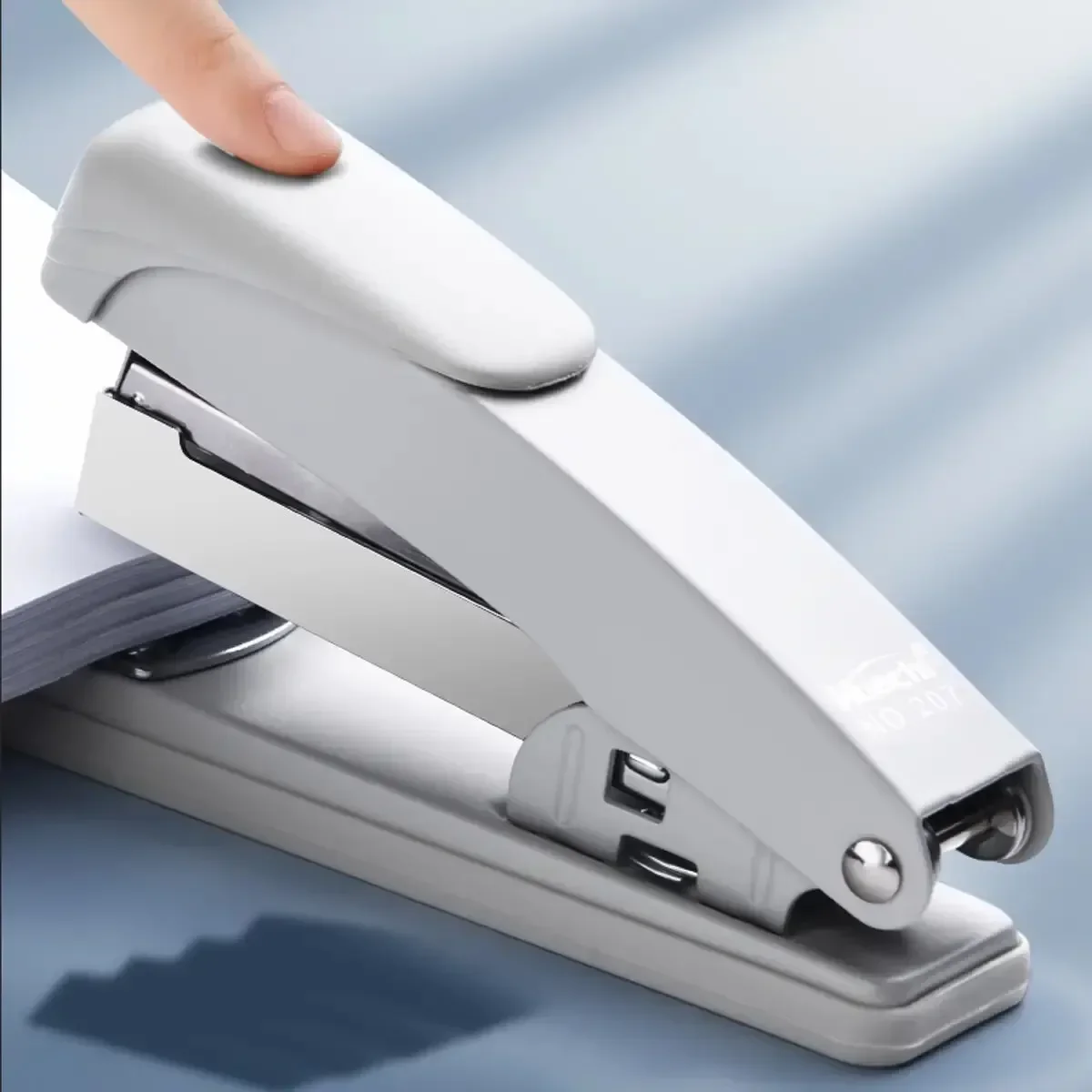 1 Pcs New Portable White or Black Multifunctional Metal Stapler with Simple Creativity for Student Schools and Offices