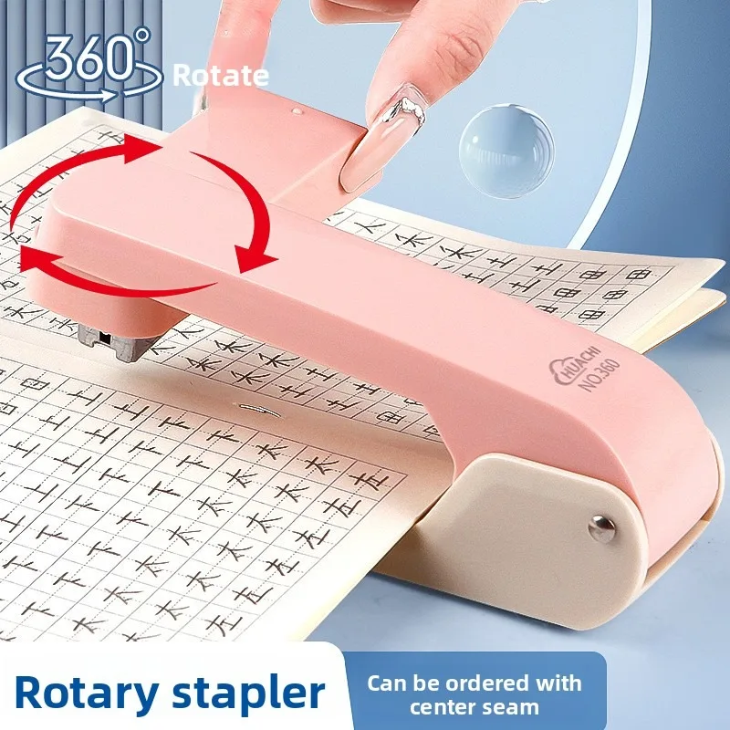 

1pc 360° Rotatable Stapler with Staple Remover, Heavy Duty Stapling Machine for Home Office, Large Capacity & Strong Clutch