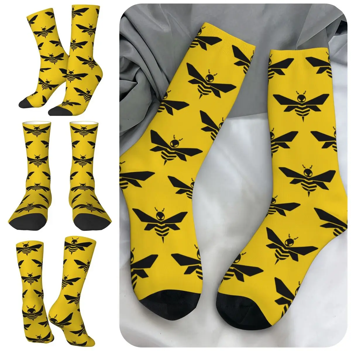 High elasticity polyester fiber 3D printing cosy Unisex Cycling Bee Ya Like Jazz Interesting Four Seasons Socks