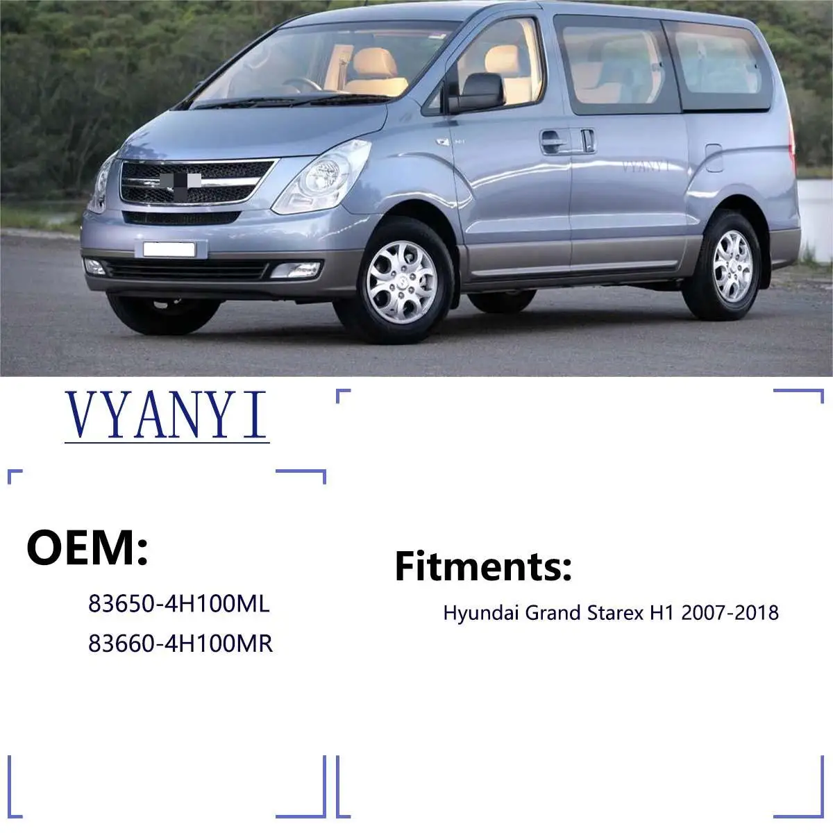 Drzwi przesuwne zewnętrzne klamki Grey & Black & White do Hyundai H1 Imax grand starex i800 2007-2018 83650-4H150 836504 h150